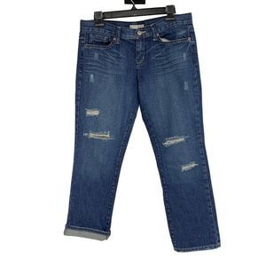 Womens 2.1 Denim Jeans Ankle Distress Mid Rise 100% Cotton Sz 28 2013 Dark Blue